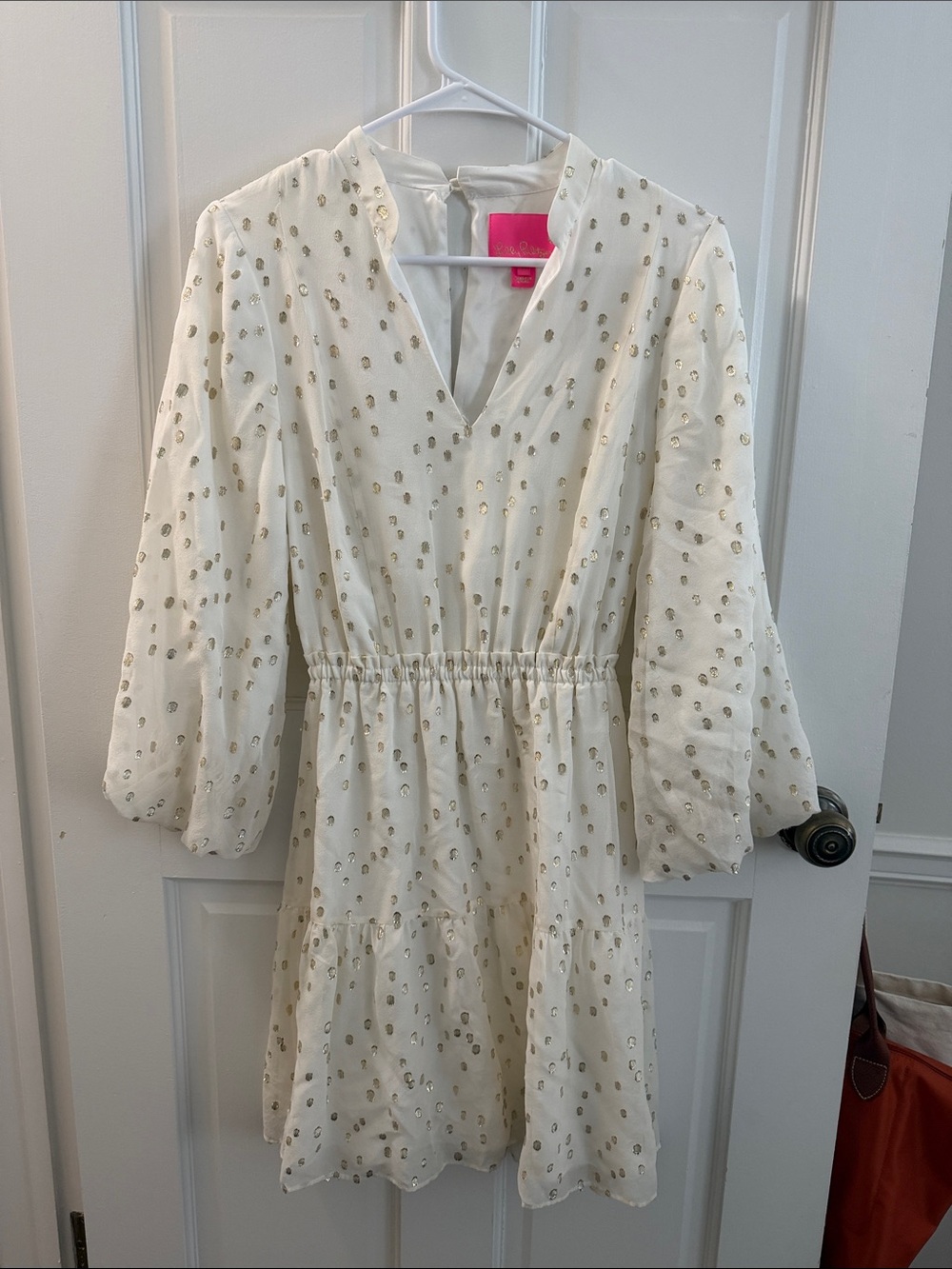 Lilly Pulitzer White Dress with Gold Dot Print